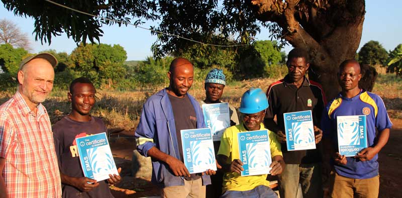 EMAS trained drillers, welders and Zambian trainers