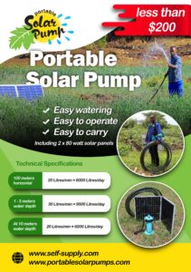 Portable solar pump flyer, less than $200
